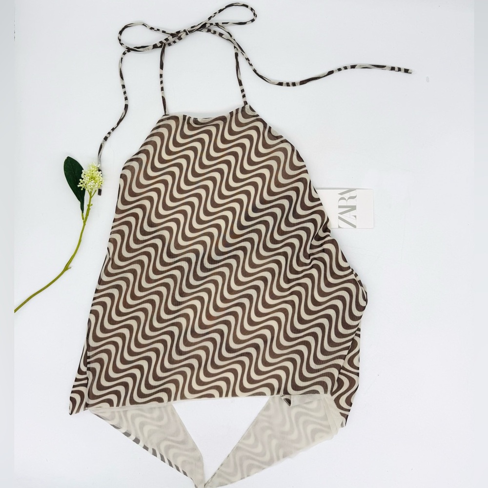 ZARA Halter Style Top With Ties S NWT